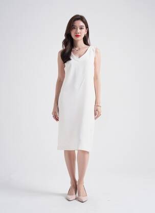 Robe mi-longue sans manche sans manche blanc JUMFIL femme