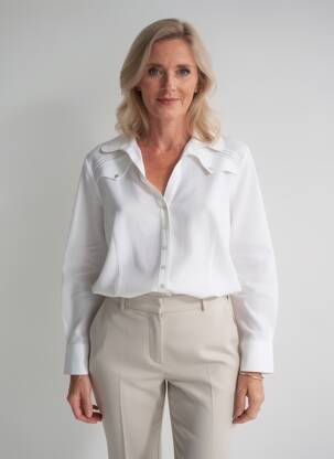 Chemisier coupe droite manches longues blanc QUATTRO femme