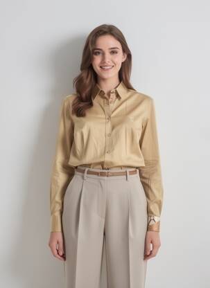 Chemisier coupe cintrée manches longues beige CARLA KOPS femme