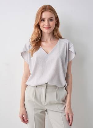 Top stretch manches courtes gris QUATTRO femme