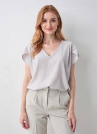 Top stretch manches courtes gris QUATTRO femme