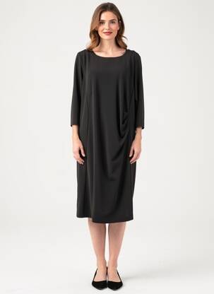 Robe mi-longue manches 3/4 manches 3/4 noir JUMFIL femme