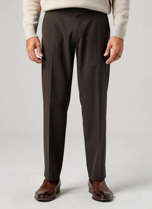 Pantalon droit fermeture zippée sous rabat avec crochet taille normale marron PROSTYLE homme