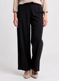 Pantalon droit fermeture zippée sous rabat boutonné marron CREA CONCEPT femme