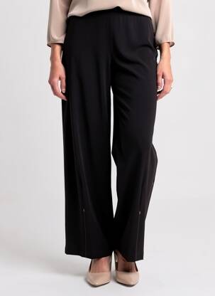 Pantalon droit fermeture zippée sous rabat boutonné marron CREA CONCEPT femme