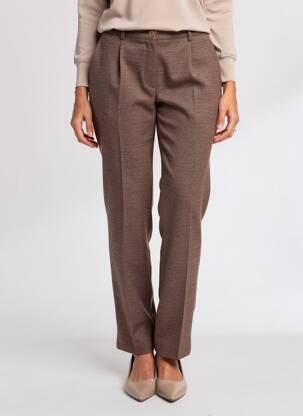 Pantalon slim taille élastique taille haute marron JUMFIL femme