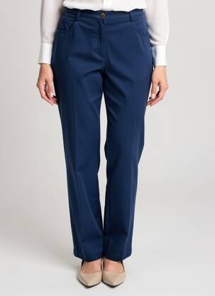Pantalon droit fermeture zippée sous rabat boutonné bleu JUMFIL femme