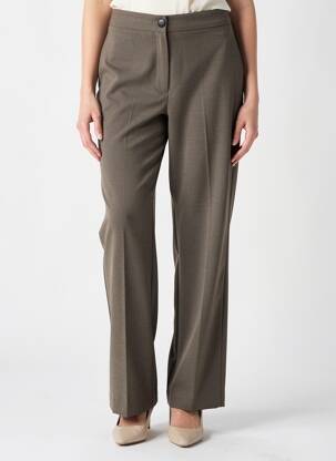 Pantalon droit fermeture zippée sous rabat boutonné gris LAUREN VIDAL femme