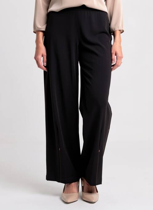 Pantalon droit fermeture zippée sous rabat boutonné marron CREA CONCEPT femme