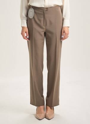 Pantalon droit fermeture zippée sous rabat boutonné taille normale marron CHRISTIAN MARRY femme