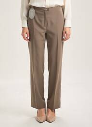 Pantalon droit fermeture zippée sous rabat boutonné taille normale marron CHRISTIAN MARRY femme