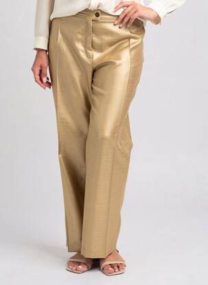 Pantalon droit taille élastique taille basse or JUMFIL femme