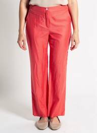 Pantalon droit tissage crêpe taille normale rouge JUMFIL femme