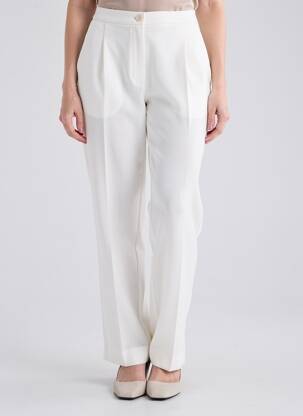 Pantalon droit taille élastique taille normale blanc JUMFIL femme