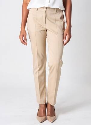 Pantalon slim tissage popeline taille normale beige JUMFIL femme