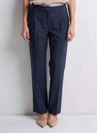Pantalon droit fermeture zippée sous rabat boutonné taille normale bleu JUMFIL femme