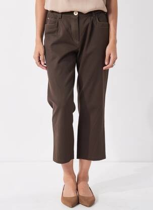 Pantalon 7/8 stretch taille normale marron JUMFIL femme