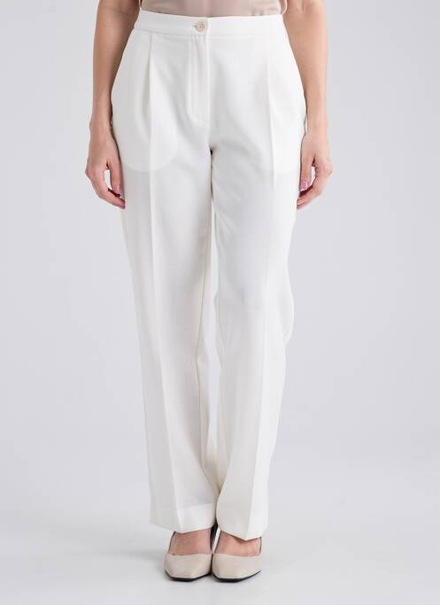 Pantalon droit fermeture zippée sous rabat boutonné taille normale blanc JUMFIL femme