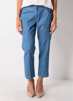 Pantalon 7/8 fermeture zippée sous rabat boutonné taille normale bleu JUMFIL femme