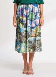 Jupe mi-longue taille normale bleu JUMFIL femme