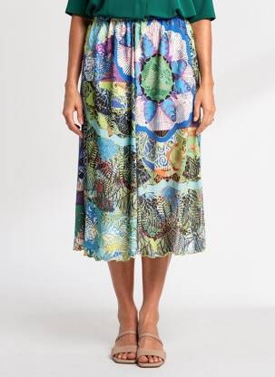 Jupe mi-longue taille normale bleu JUMFIL femme