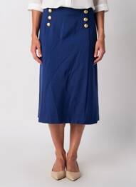 Jupe mi-longue coupe droite bleu JUMFIL femme