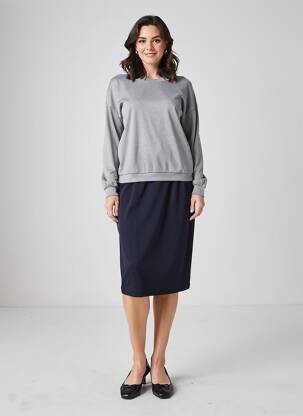Jupe mi-longue taille à pinces bleu JUMFIL femme