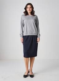 Jupe mi-longue taille à pinces bleu JUMFIL femme
