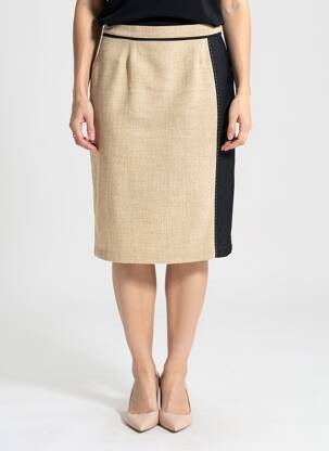 Jupe mi-longue taille à pinces beige JUMFIL femme