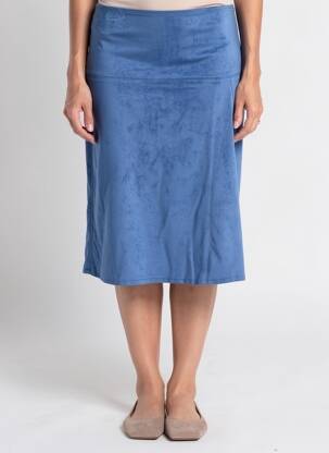 Jupe mi-longue taille à pinces bleu JUMFIL femme