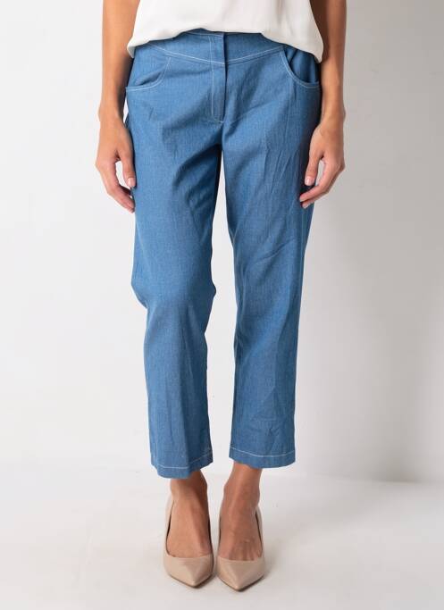 Pantalon 7/8 fermeture zippée sous rabat boutonné taille normale bleu JUMFIL femme