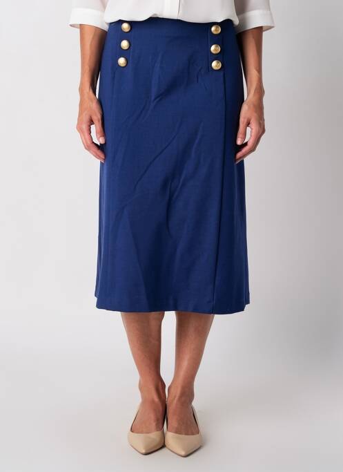 Jupe mi-longue coupe droite bleu JUMFIL femme