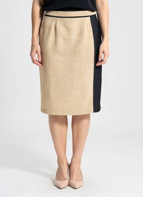 Jupe mi-longue taille à pinces beige JUMFIL femme