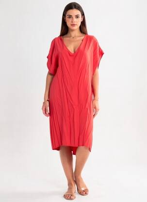 Robe mi-longue manches courtes manches courtes rouge QUATTRO femme