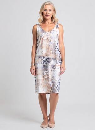 Robe mi-longue sans manche sans manche bleu QUATTRO femme