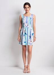 Robe courte fermeture zippée au dos sans manche bleu QUATTRO femme