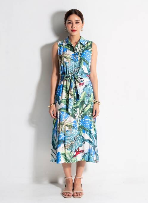 Robe mi-longue sans manche sans manche bleu QUATTRO femme