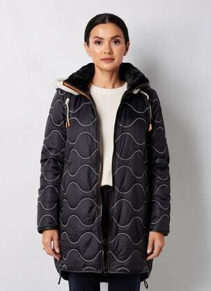 Parka fermeture zippée sur le devant sans capuche noir REVER MILE femme