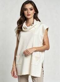 Pull tunique sans manche beige GERSHON BRAM femme