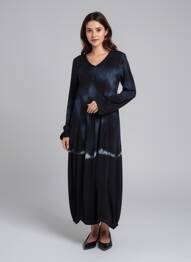 Robe longue manches longues manches longues noir KEDZIOREK femme