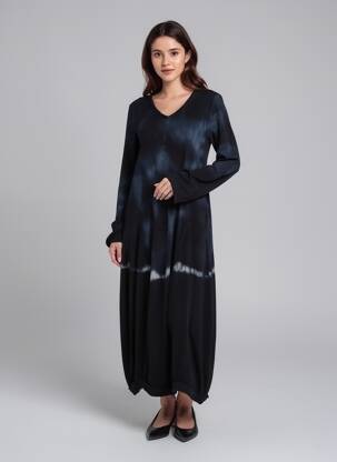 Robe longue manches longues manches longues noir KEDZIOREK femme