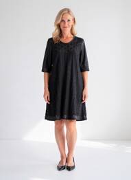 Robe courte manches 3/4 manches 3/4 noir BEATE HEYMANN femme
