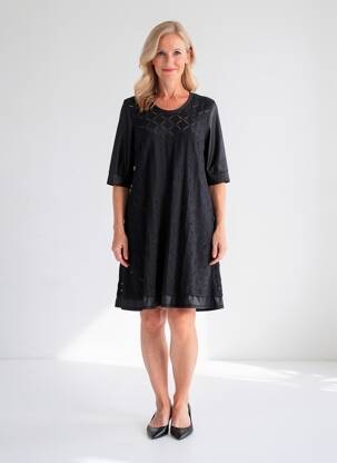 Robe courte manches 3/4 manches 3/4 noir BEATE HEYMANN femme
