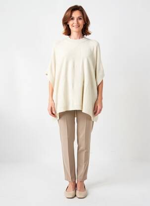 Pull coupe droite sans manche beige SCORZZO femme