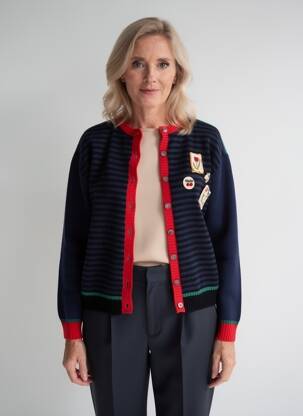 Gilet manches longues col rond bleu JEI'S BY LETIZIA DENARO femme