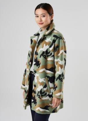 Manteau long coupe droite sans capuche vert REVER MILE femme