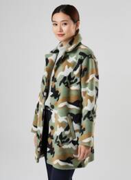 Manteau long coupe droite sans capuche vert REVER MILE femme