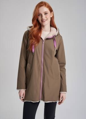 Parka manches longues a capuche vert RINO & PELLE femme