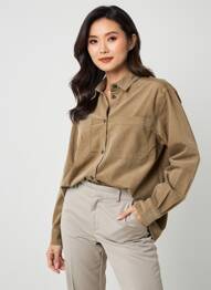 Chemisier coupe droite manches longues beige CISO femme