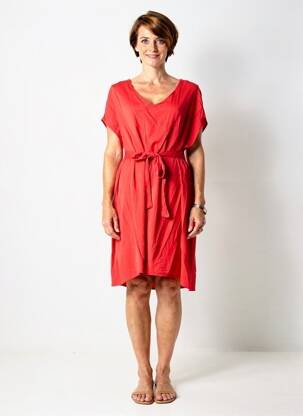 Robe courte manches courtes manches courtes rouge QUATTRO femme